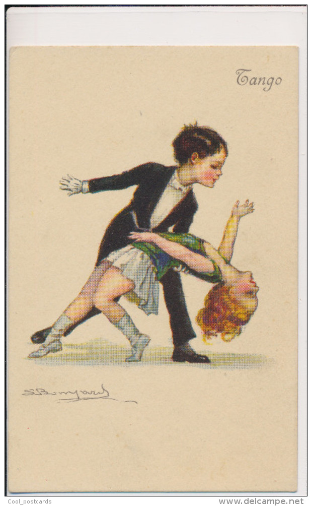 BOMPARD S. ART DECO, CHILDREN, ROMATIC DANCING, BOY AND GIRL TANGO DANCE, EX Cond. PC,  Unused 1920s - Bompard, S.