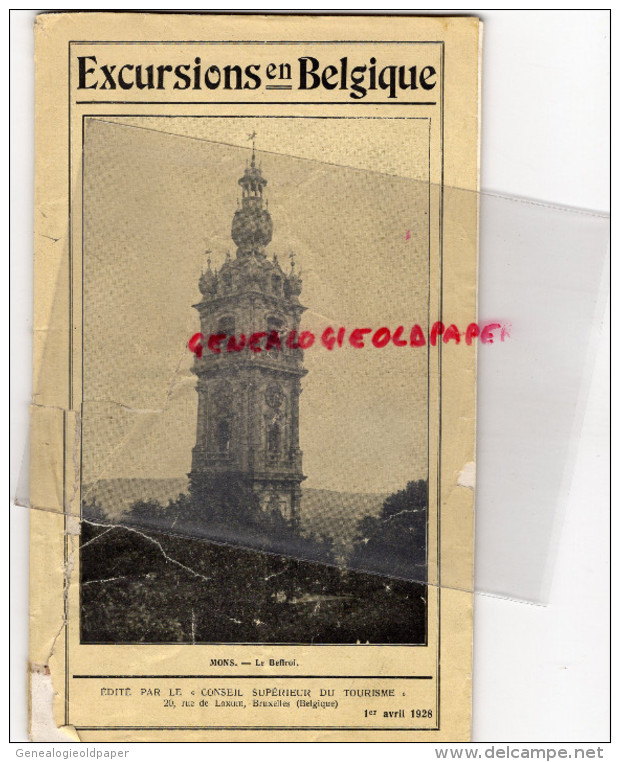 BELGIQUE - EXCURSIONS - BRUXELLES-MONS-1928-GAND-MALINES-OSTENDE-VERVIERS-DINANT-CHARLEROI-NAMUR-ANVERS-LIERRE-ALOST-HUY - Tourism