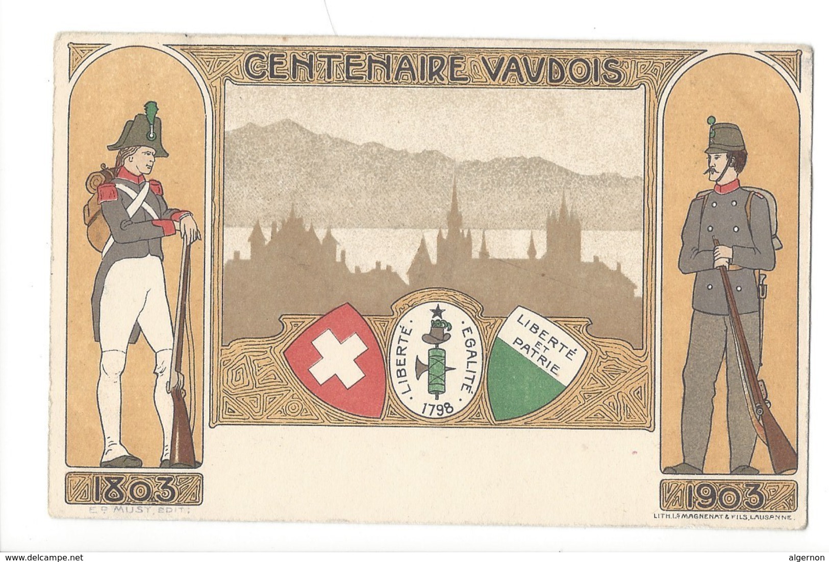 15077- Centenaire Vaudois Soldats Et Armoiries 1803-1903 - Autres & Non Classés