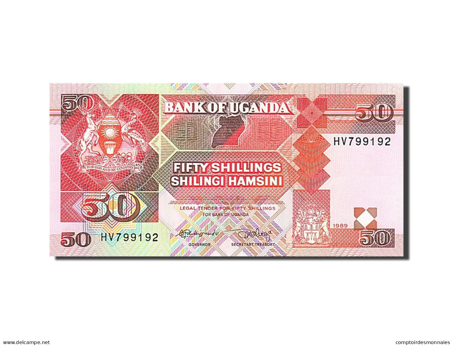 Billet, Uganda, 50 Shillings, 1987, 1989, KM:30b, NEUF - Uganda