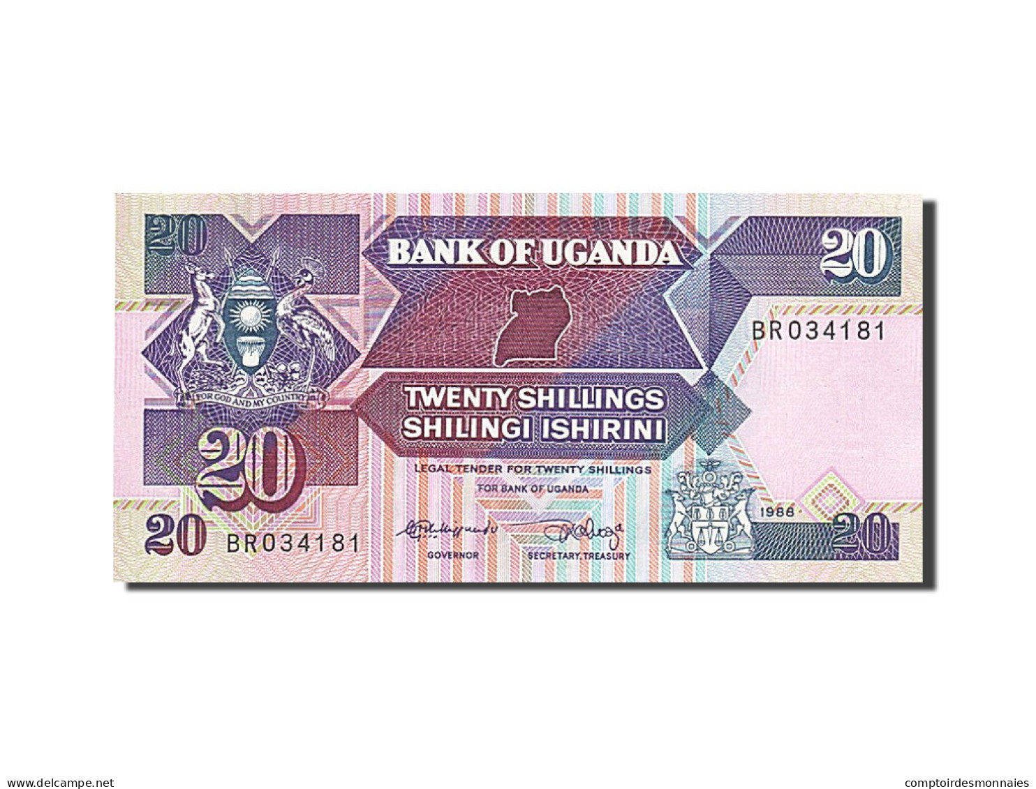 Billet, Uganda, 20 Shillings, 1987, 1988, KM:29b, SPL - Ouganda