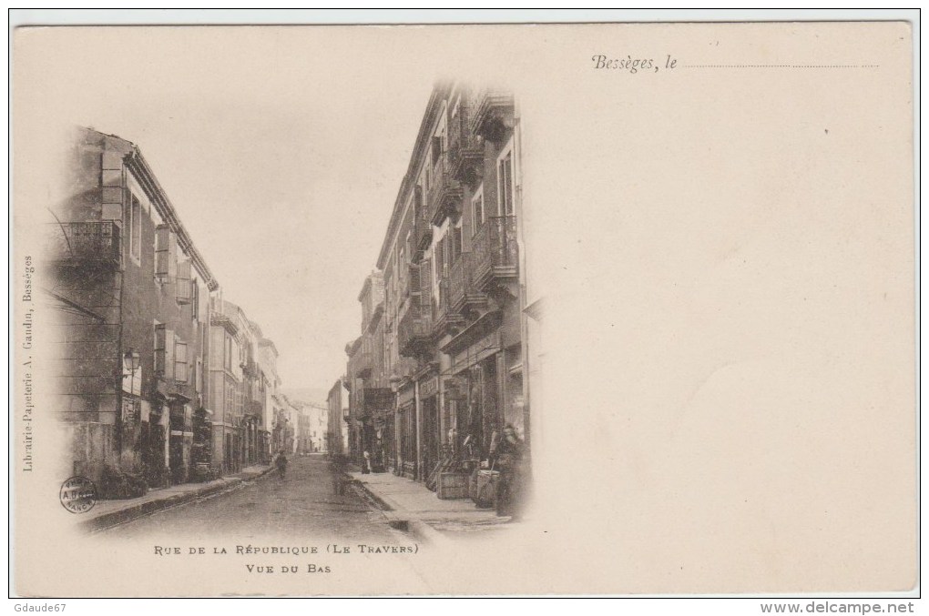 BESSEGES (30) - RUE DE LA REPUBLIQUE (LE TRAVERS) - VUE DU BAS - Bessèges