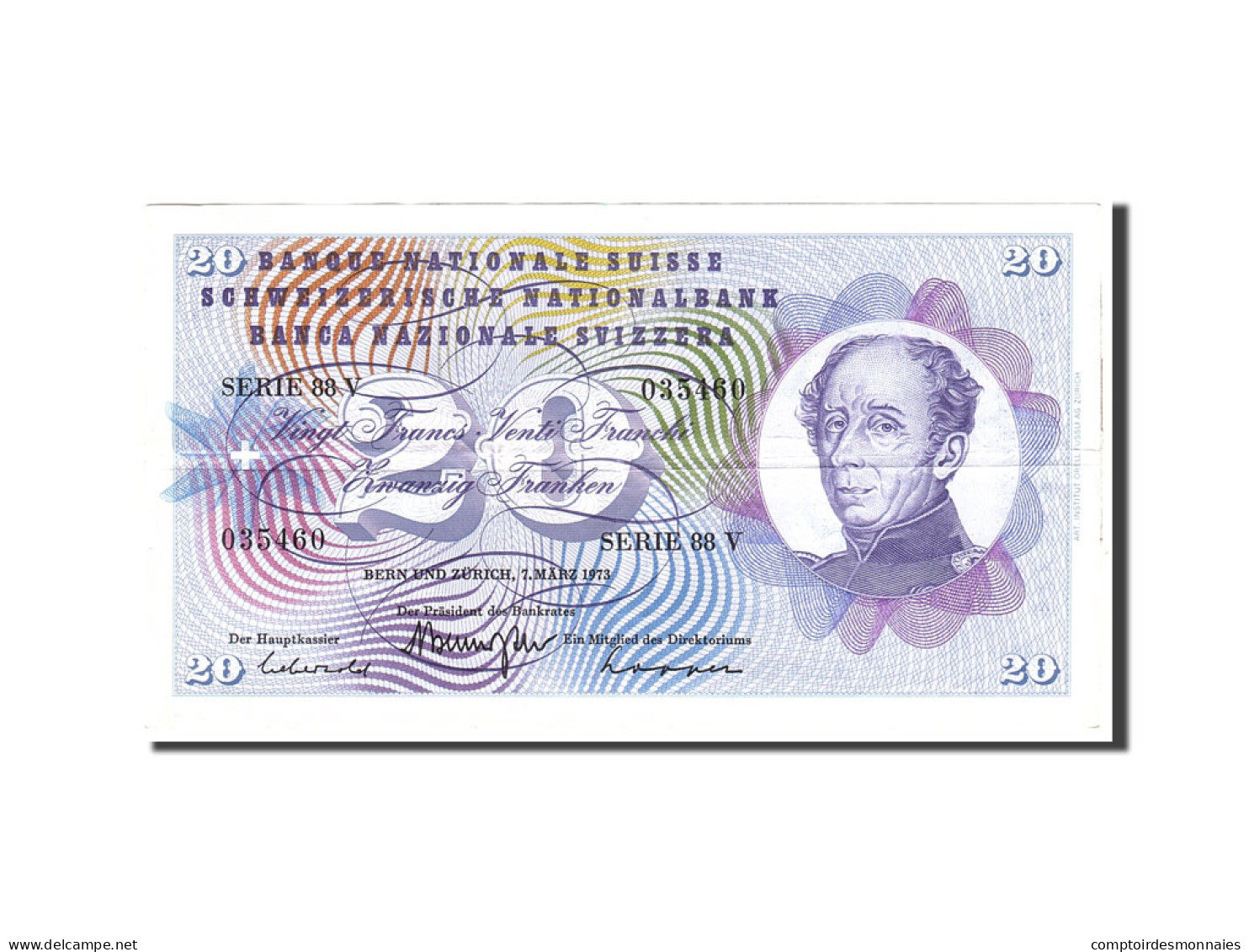 Billet, Suisse, 20 Franken, 1973, 1973-03-07, KM:46u, TTB - Schweiz