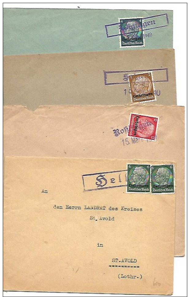 FRANCE 4  Lettre Obl. Provisoires 1940 Lorraine - Lettres & Documents