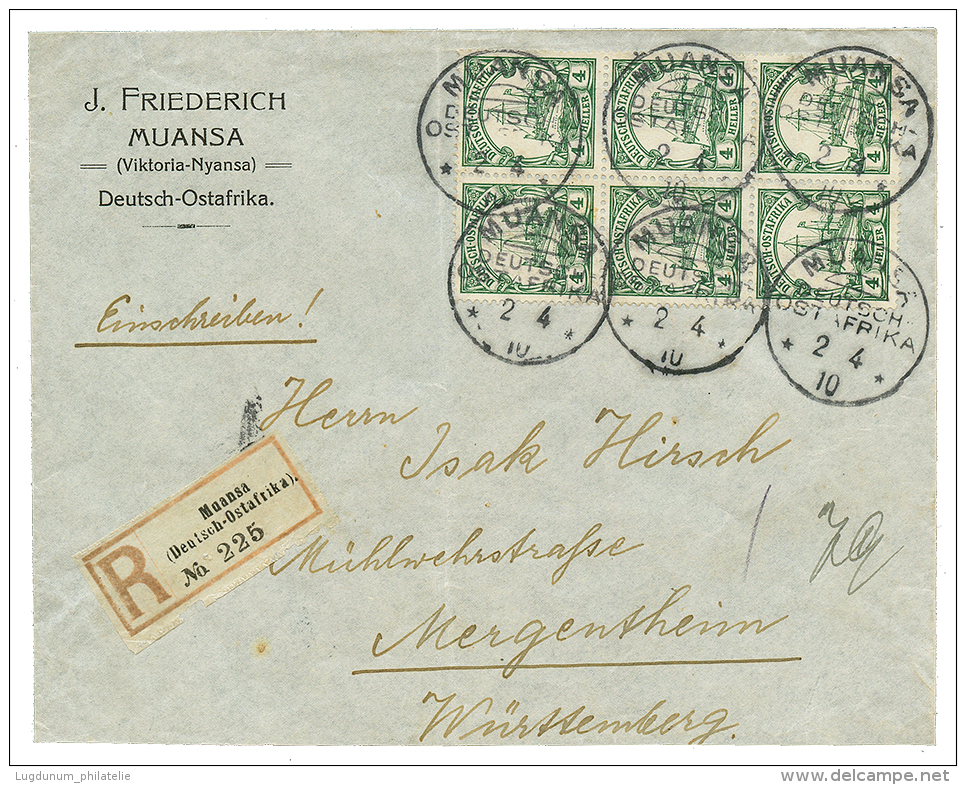 MUANSA : 1910 4h Block Of 6 Canc. MUANSA On REGISTERED Envelope To GERMANY. Superb. - Altri & Non Classificati