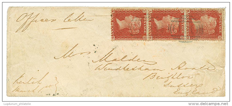 1856 1d(x3) Canc. O*O + "KERTCH March 1" On Envelope To ENGLAND. Vf. - Collezioni & Lotti