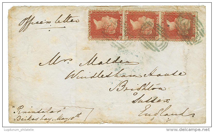 BEIKAS Bay - Troopship S.S PENINSULAR  : 1d Strip Of 3 Canc. O*O On Envelope (1 Flap Missing) To ENGLAND. Vf. - Collezioni & Lotti