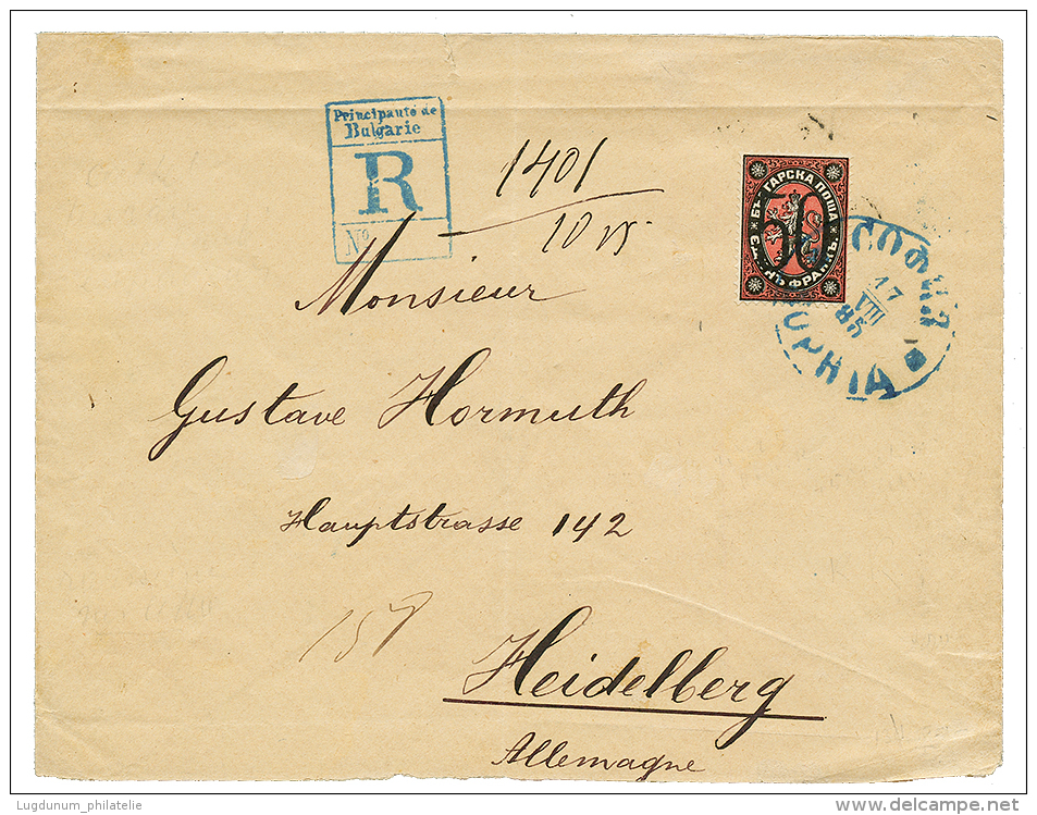 1885 BULGARIA 50 On 1F Canc. SOPHIA On REGISTERED Envelope To GERMANY. RARE. Vvf. - Usati