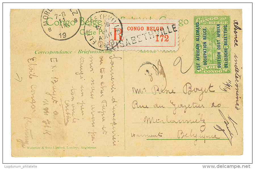 1919 P./Stat 5c + Verso 10c+ 25c(fault) Canc. ELISABETHVILLE Sent REGISTERED To BELGIUM. Vvf. - Niger