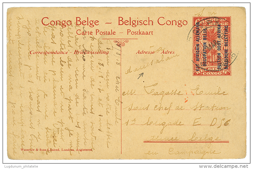 1918 P./Stat 10c(MALAGARASSI) Canc. BCP N°6 + VIA DARESSALAM To ARMEE BELGE En Campagne. BELGIAN CONGO S.C. Certific - Niger