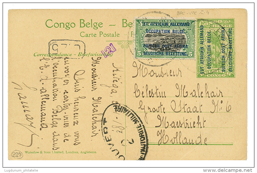 1918 P./Stat 5c + 5c Canc. BPC N°4 + Censor OUVERT AUTORITE MILITAIRE On Card (Entrée Des BELGES à TAB - Niger