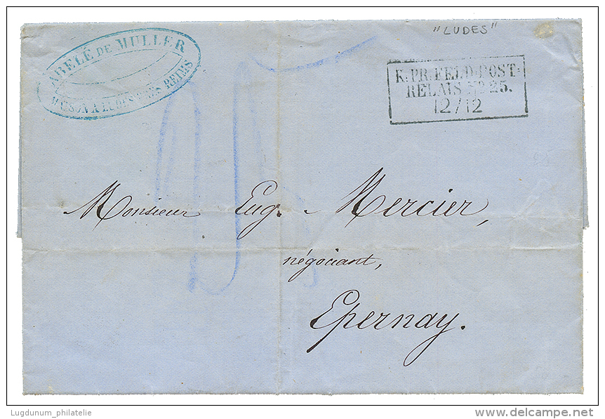 1870 FELDPOST RELAIS N°25 Sur Lettre Avec Texte Daté "LUDES" Pour EPERNAY. TTB. - Altri & Non Classificati