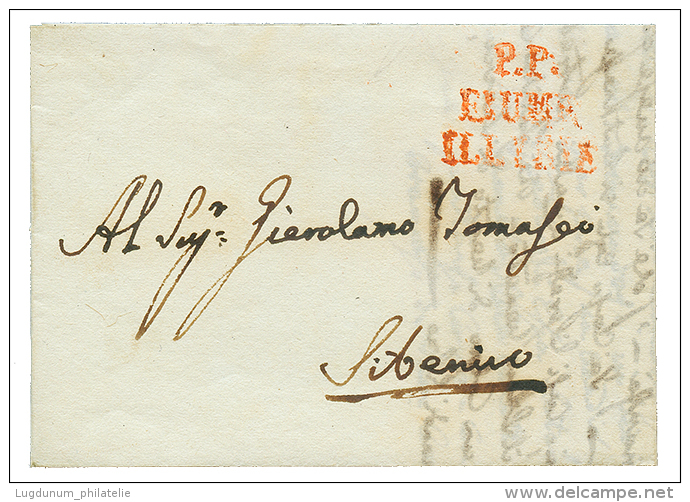 1813 P.P FIUME ILLYRIE Sur Lettre Avec Texte Pour SEBENICO. TB. - Collections