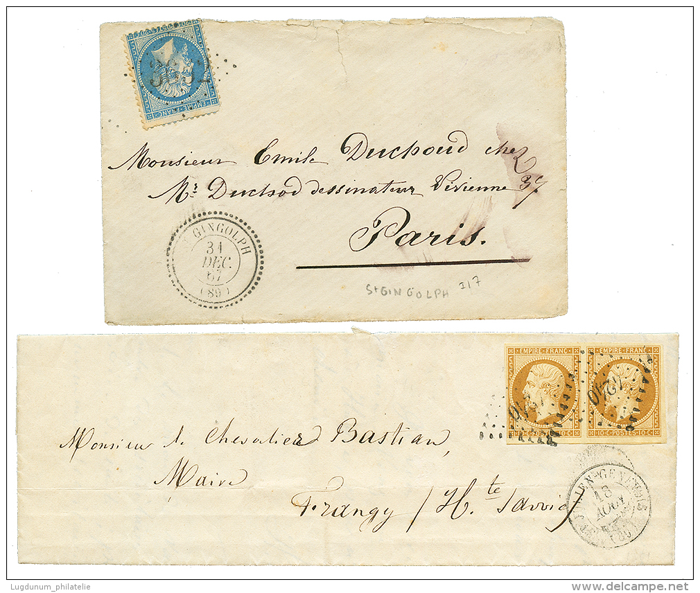 HTE SAVOIE - 2 Lettres : 1861 N°13(x2) PC 4240 + ST JULIEN EN GENEVOIS Et N°22 GC 3652 + ST GINGOLPH. TB. - Altri & Non Classificati