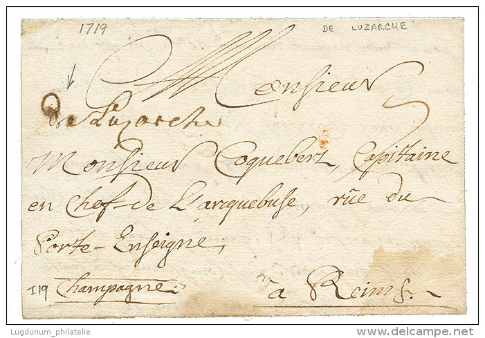 1719 "DE LUZARCHES" Manuscrit Sur Lettre Pour REIMS. Indice 19. TTB. - Tennis