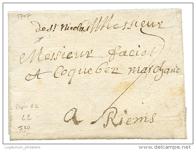 MEURTHE : 1707 "DE ST NICOLAS" Manuscrit Sur Lettre Pour REIMS. Indice 20. Superbe. - Tennis