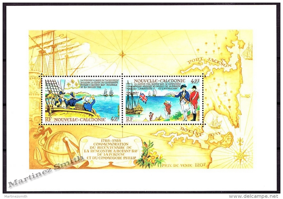 New Caledonia - Nouvelle Calédonie 1985 Yvert BF-8 La Pérouse &amp; Commodore Philip - MNH - Miniature Sheet - Blocks & Kleinbögen