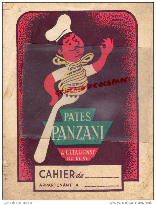 PATES PANZANI - PROTEGE CAHIER - ILLUSTRATEUR HERVE MORVAN -CUISINIER CUISINE ITALIE  SPAGUETTI - Alimentaire