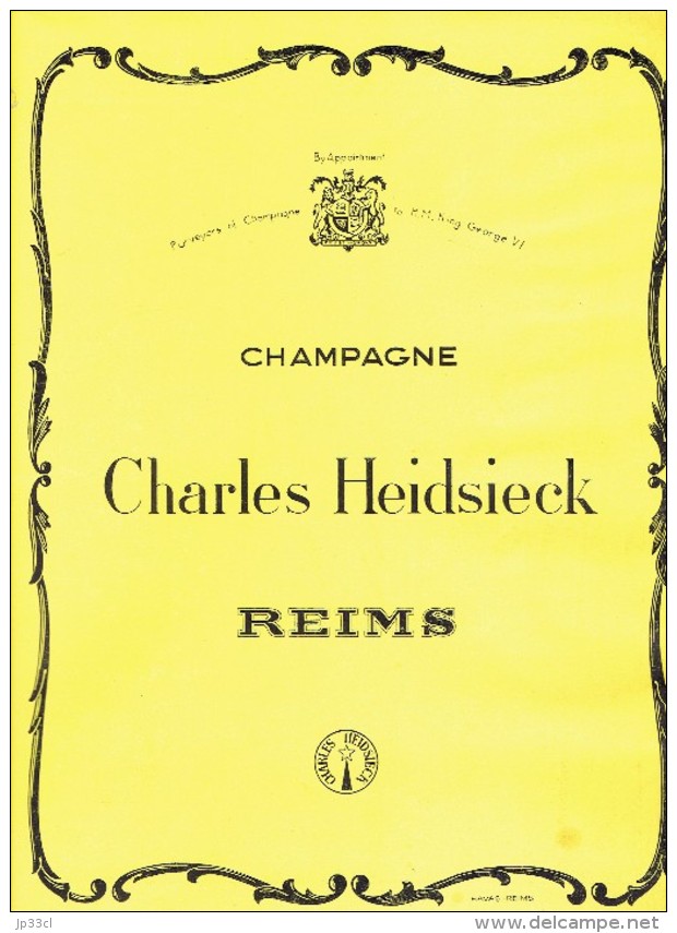 Ancienne Publicité Champagne Charles Heidsieck Reims Et Siderur Sté Commerciale De Sidérurugie Rue Du Bastion Bruxelles - Autres & Non Classés