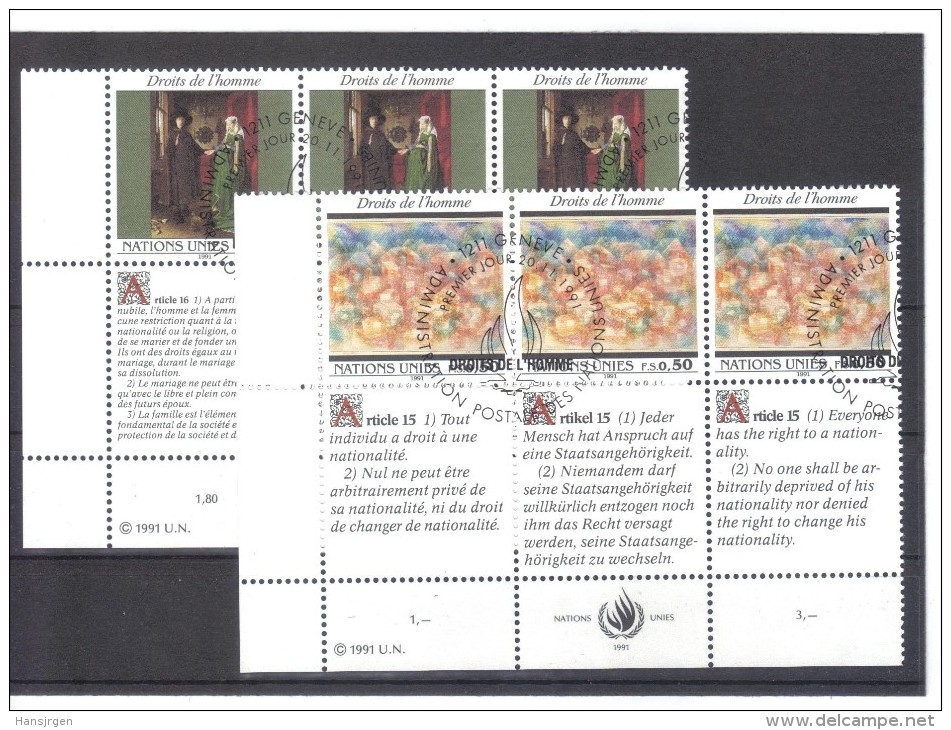 MAH578  VEREINTE NATIONEN UNO GENF 1991  Michl 208/09  2 SECHSERBLÖCKE Used / Gestempelt - Used Stamps