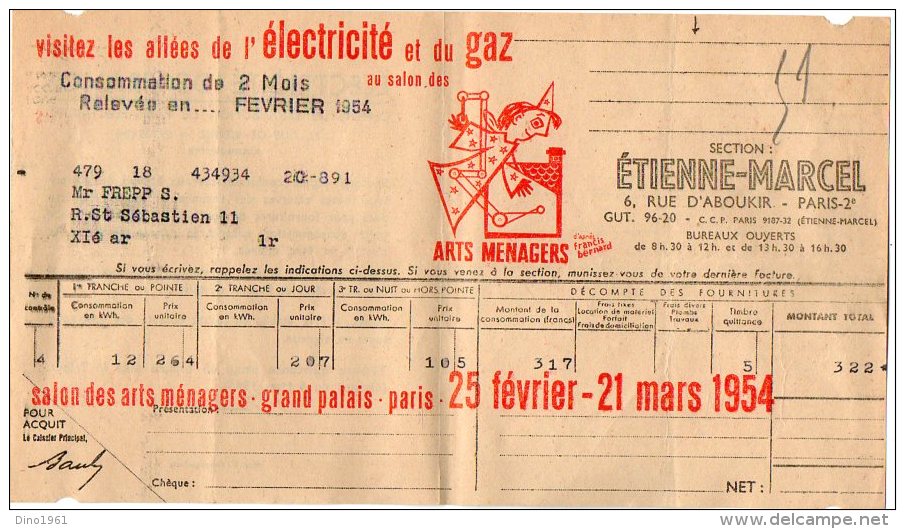 VP5306 - Document Commercial De L'Electricité De France à PARIS  - Scan Recto / Verso - Elettricità & Gas