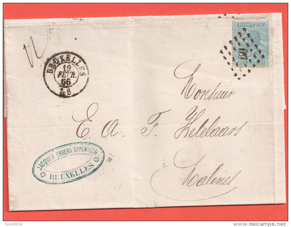 N° 18  / Lettre ( Lac ) Second Mois D'utilisation Fev 1866 - 1865-1866 Profile Left