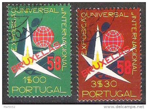 Portugal 1958: Michel-No. 862-863 Mit O Der CTT-Lisboa  "EXPO 1958 Bruxelles" - 1958 – Bruselas (Bélgica)