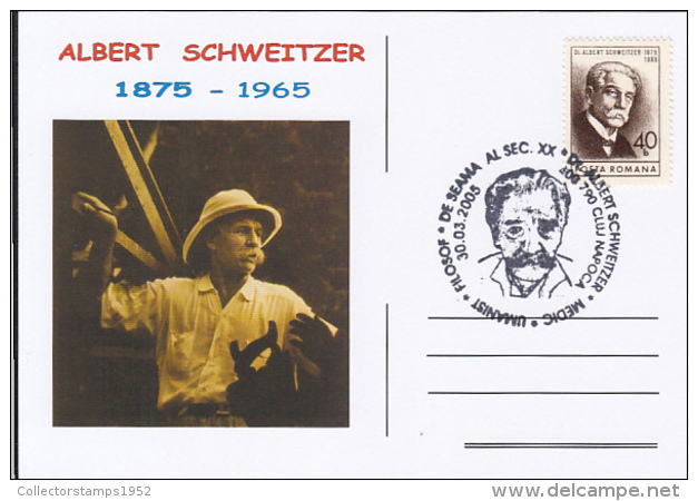 46333- ALBERT SCHWEITZER, PERSONALITY, SPECIAL POSTCARD, 2005, ROMANIA - Albert Schweitzer