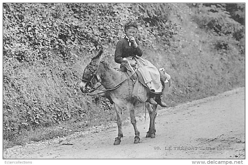 Le Tréport    76    Une Laitière Et Son Ane - Le Treport