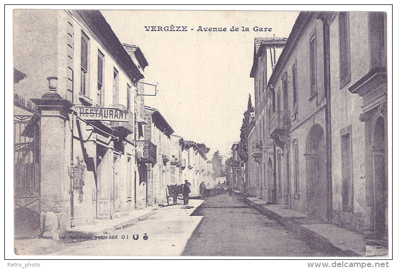 Cpa Vergèze - Avenue De La Gare - Vergèze