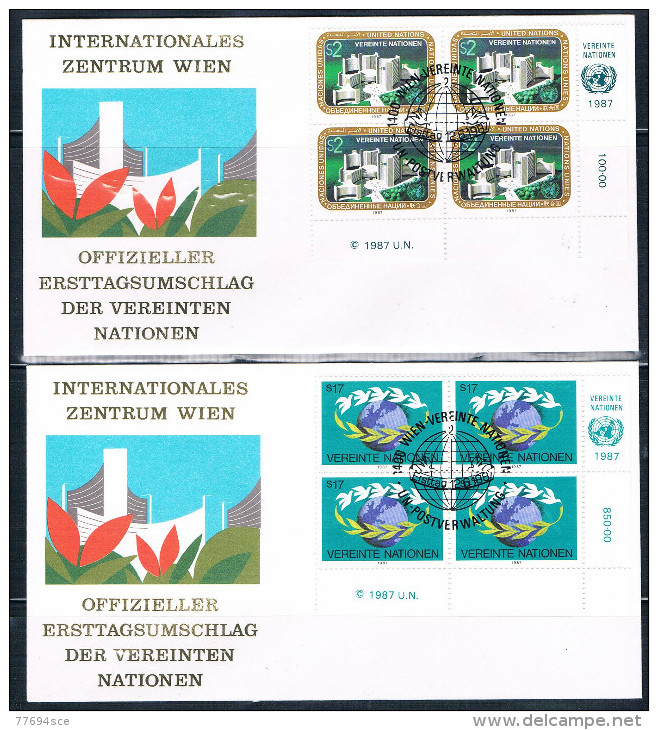 1987  Allgemeine Ausgabe (4er Blöcke)  2 Verschiedene FDC-Motive - FDC