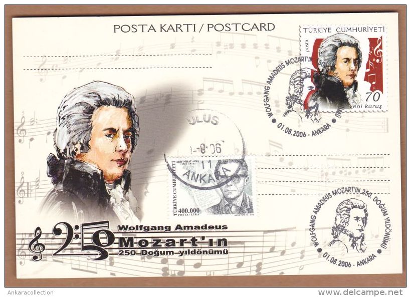 AC - TURKEY POSTAL STATIONARY - 250th ANNIVERSARY OF THE BIRTHDAY OF WOLFGANG AMADEUS MOZART  ANKARA 01 AUGUST 2006 - Postal Stationery