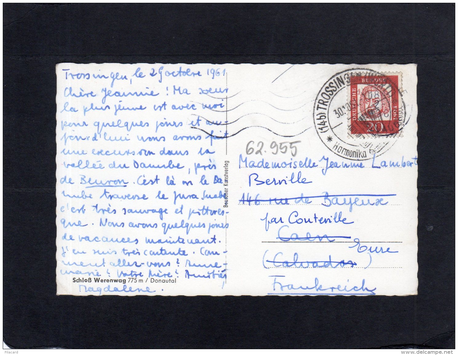 62955    Germania,  Schloss  Werenwag 775 M./Donautal,  VG  1961 - Sigmaringen