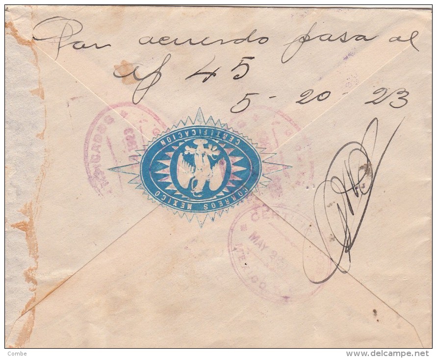 1923 MEXIQUE LETTRE CERTIFICADA MEXICO /  7611 - Mexique