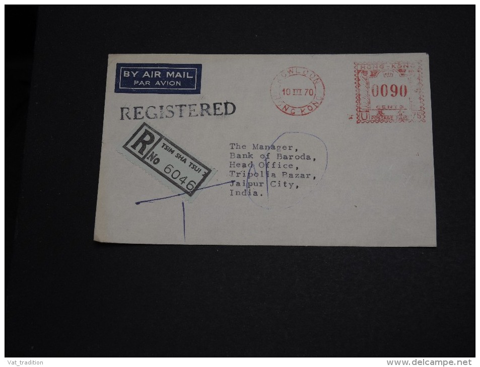 HONG -KONG  - Enveloppe En Recommandée Pour L 'Inde En 1970 , Affranchissement Mécanique - A Voir - L 1033 - Covers & Documents