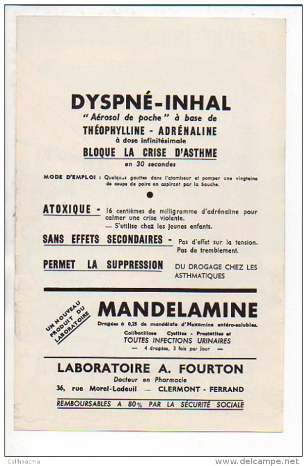 Publicité Pharmaceutique Laboratoires André Fourton / "Dyspné-Inhal " Belgique /  Illustrateur A. Fourton - Publicités