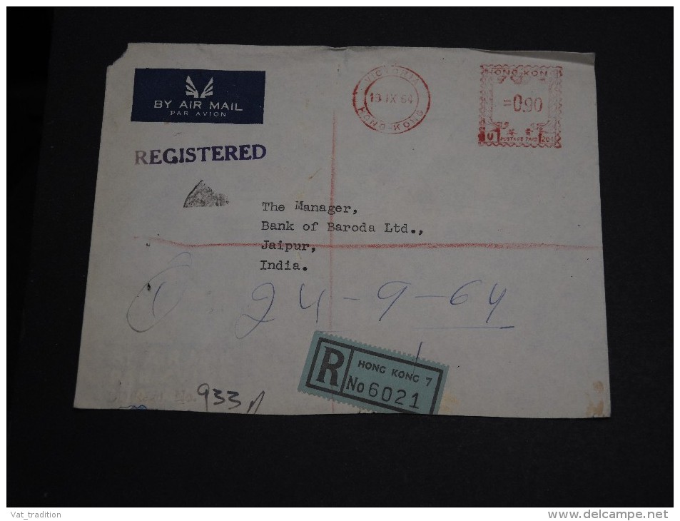 HONG - KONG- Enveloppe En Recommandée Pour L 'Inde En 1964 , Affranchissement Mécanique - A Voir - L 1035 - Cartas & Documentos