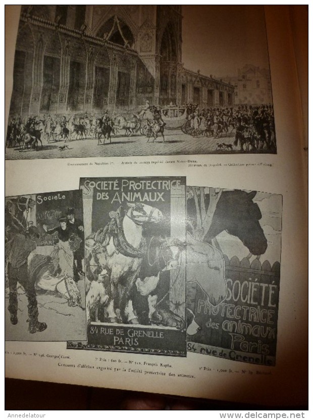 1904 LAPEL :Femmes-soldats;Concours d'AFFICHES organisé par la Société Protectrice des Animaux;Chanson de décembre; etc