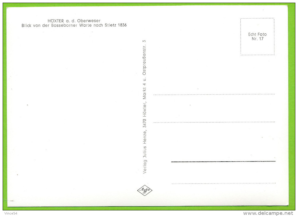 HÖXTER A. D. Oberweser - Blick Von Der Bosseborner Warte Stietz 1836 Echt Foto - Hoexter