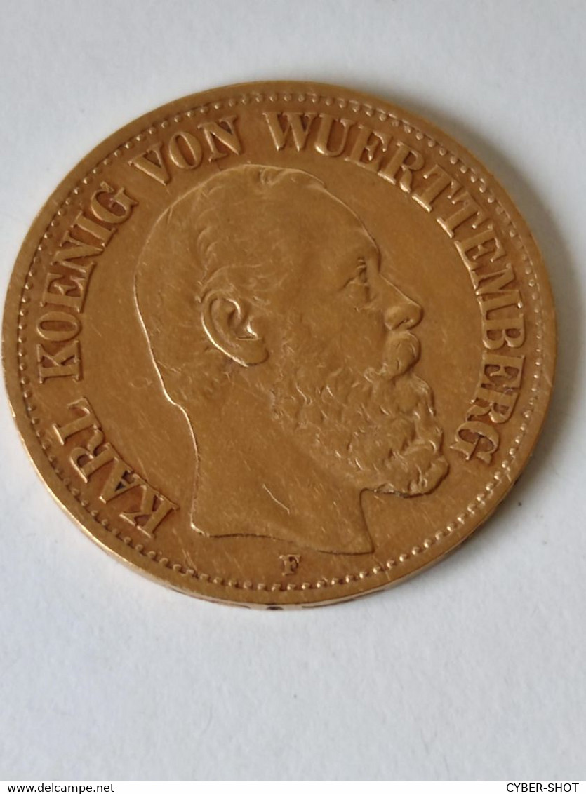 GOLD 10 MARK DEUTCHES  REICH WURTTEMBERG KARL 1875F - 5, 10 & 20 Mark Or