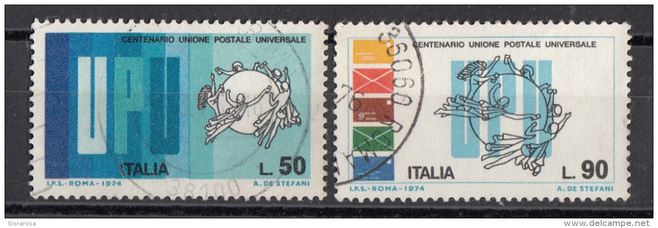 1369 Italia 1974 Centenario U.P.U. Sigla Emblema Viaggiato Full Set Italy - UPU (Wereldpostunie)