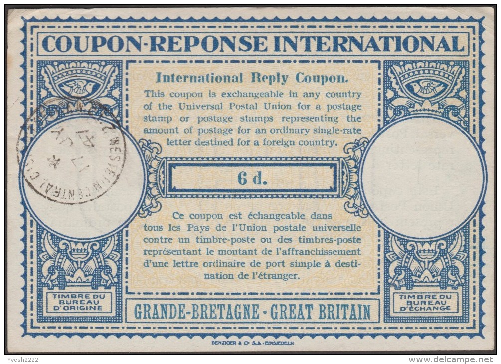 Grande-Bretagne 1947 Et 1950. Deux Coupons-réponse, Respectivement à 6 Et 8 D. Modification Des Langues - Autres & Non Classés