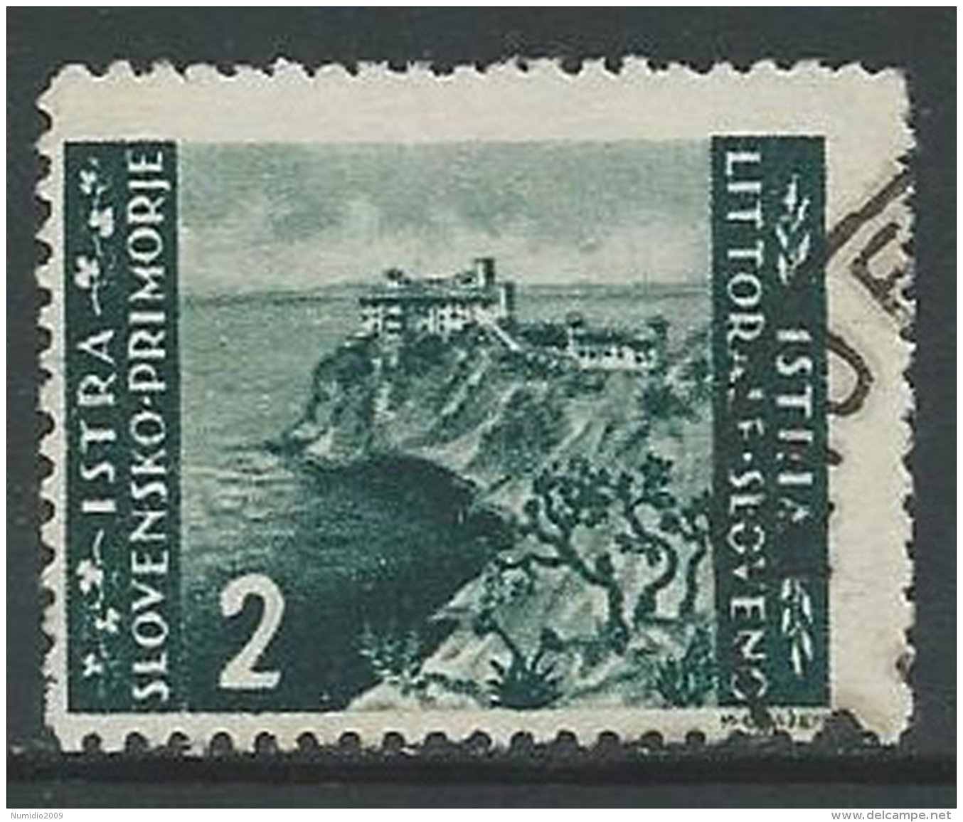 1946 OCC JUGOSLAVA ISTRIA USATO EMISSIONE BILINGUE 2 LIRE - M56-6 - Occ. Yougoslave: Istria