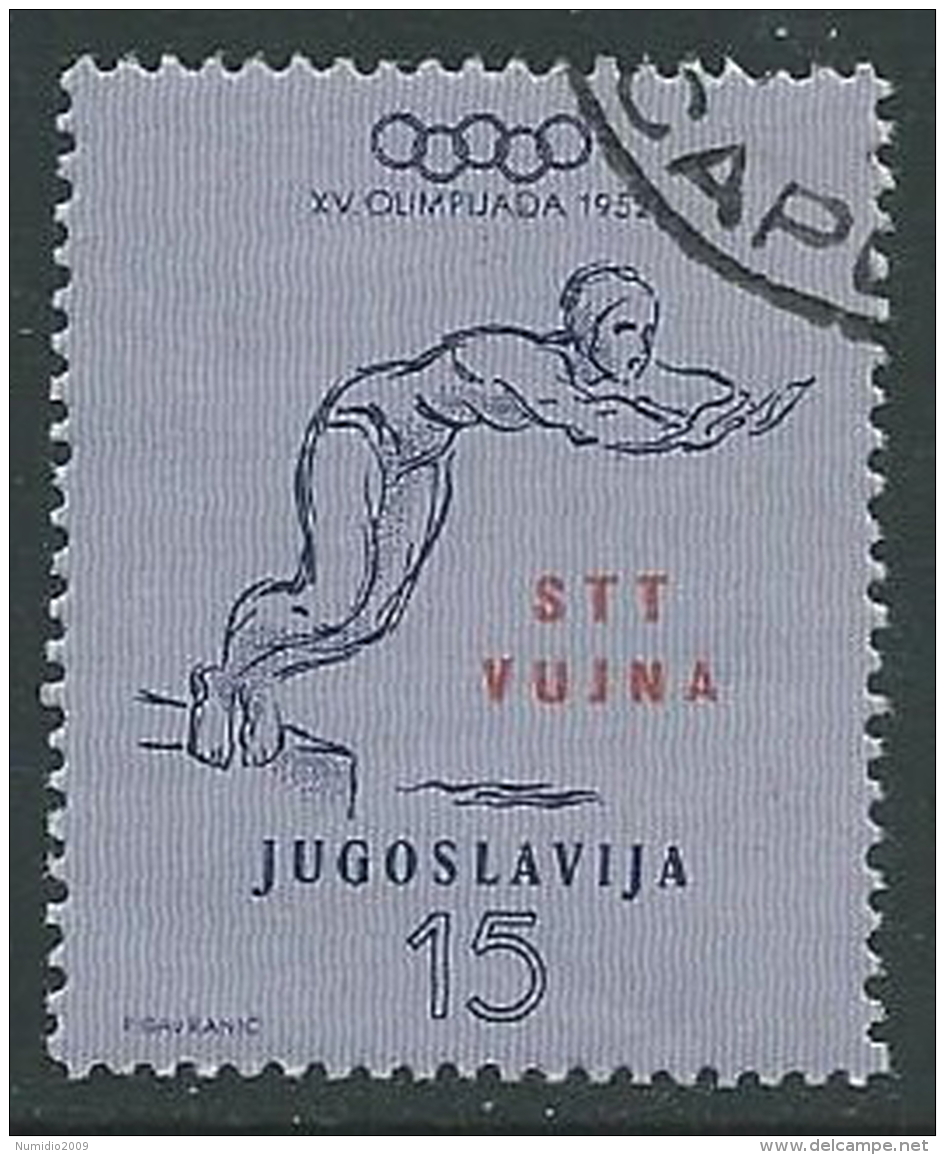 1952 TRIESTE B USATO OLIMPIADI DI HELSINKY 15 D - M56-9-3 - Oblitérés