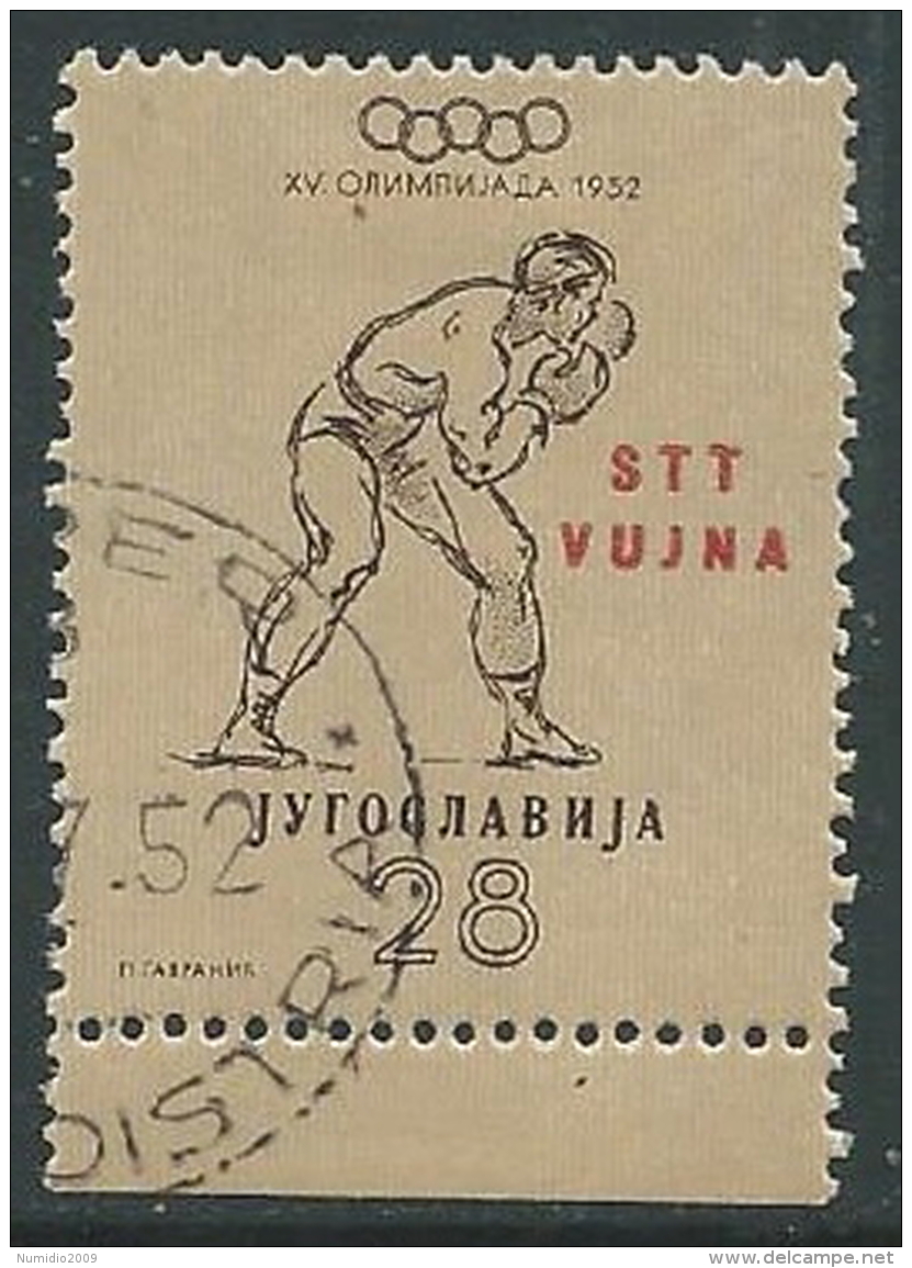 1952 TRIESTE B USATO OLIMPIADI DI HELSINKY 28 D - M56-9-3 - Usados