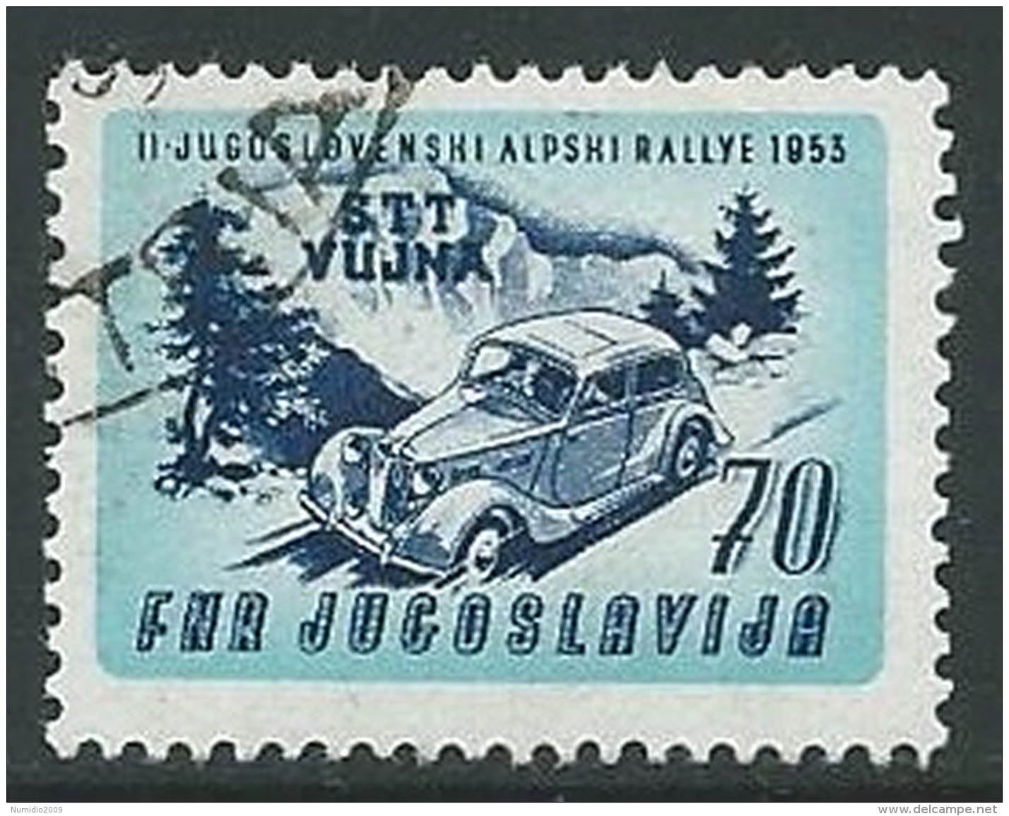 1953 TRIESTE B USATO CORSE AUTOMOBILISTICHE 70 D - M55-6 - Oblitérés