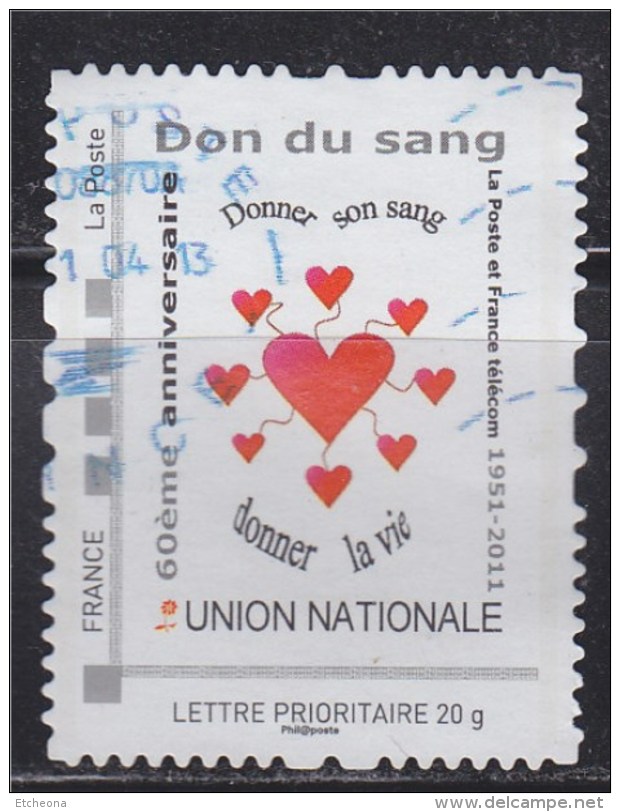 = Personnalisé Oblitéré Cadre Phil@poste Lettre Prioritaire 20g N°13 Don Du Sang, Donner Son Sang, Donner La Vie - Autres & Non Classés