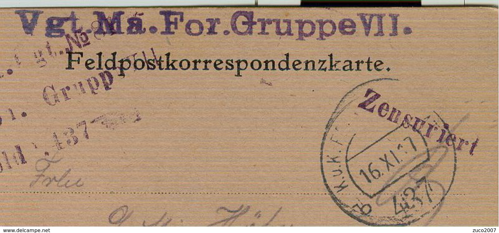 FELDPOSTKORRESPONDENZKARTE,K.u.K.-FELDPOST 437,VGT.MA.FOR.GRUPPE VII-ZENSURIERT,St. Michael Eppan,BOLZANO - 1914-18