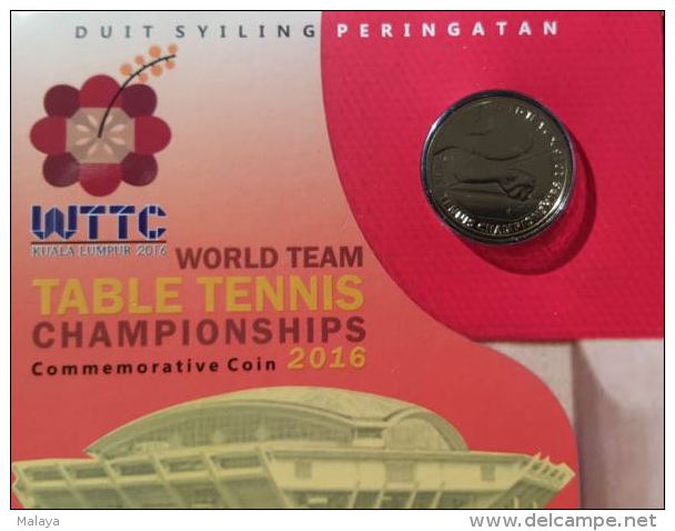 Malaysia 2016 1 Ringgit WORLD TEAM TABLE TENNIS Nordic Gold BU Coin Card - Malaysia