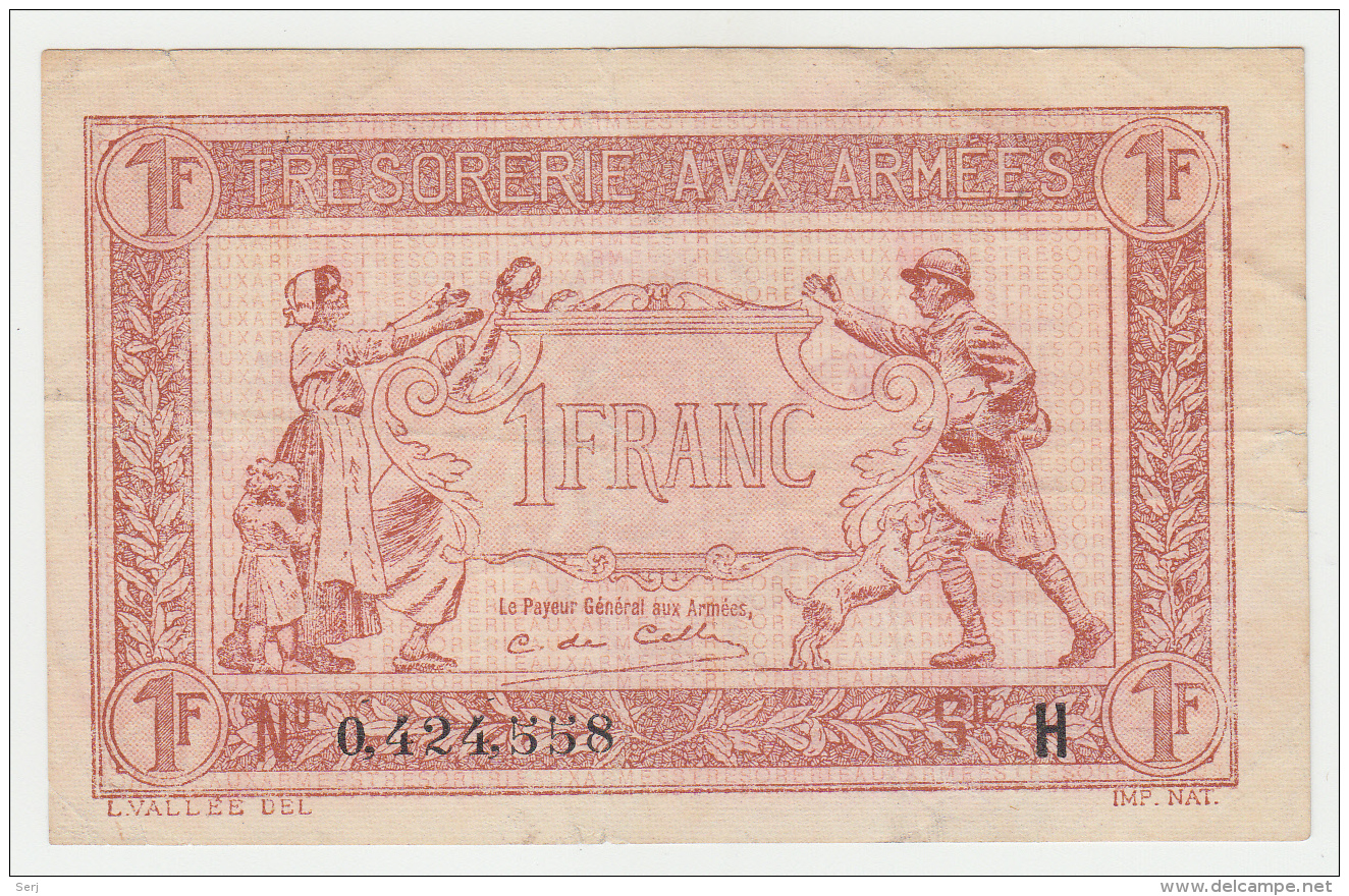 FRANCE 1 FRANC TRESORERIE AUX ARMEES 1917 AVF Pick M2 - 1917-1919 Armeekasse